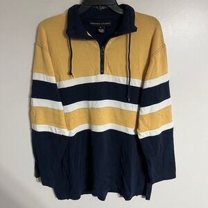 Women's Adrienne Vittadini Oversized Yellow Blue &‎ White Hoodie Size Medium